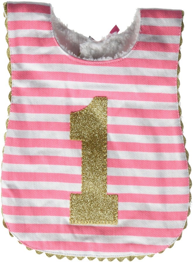 Mud Pie Baby Girl Birthday Bib, Stripe, One Size - Image 1