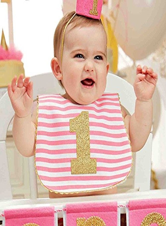 Mud Pie Baby Girl Birthday Bib, Stripe, One Size - Image 2