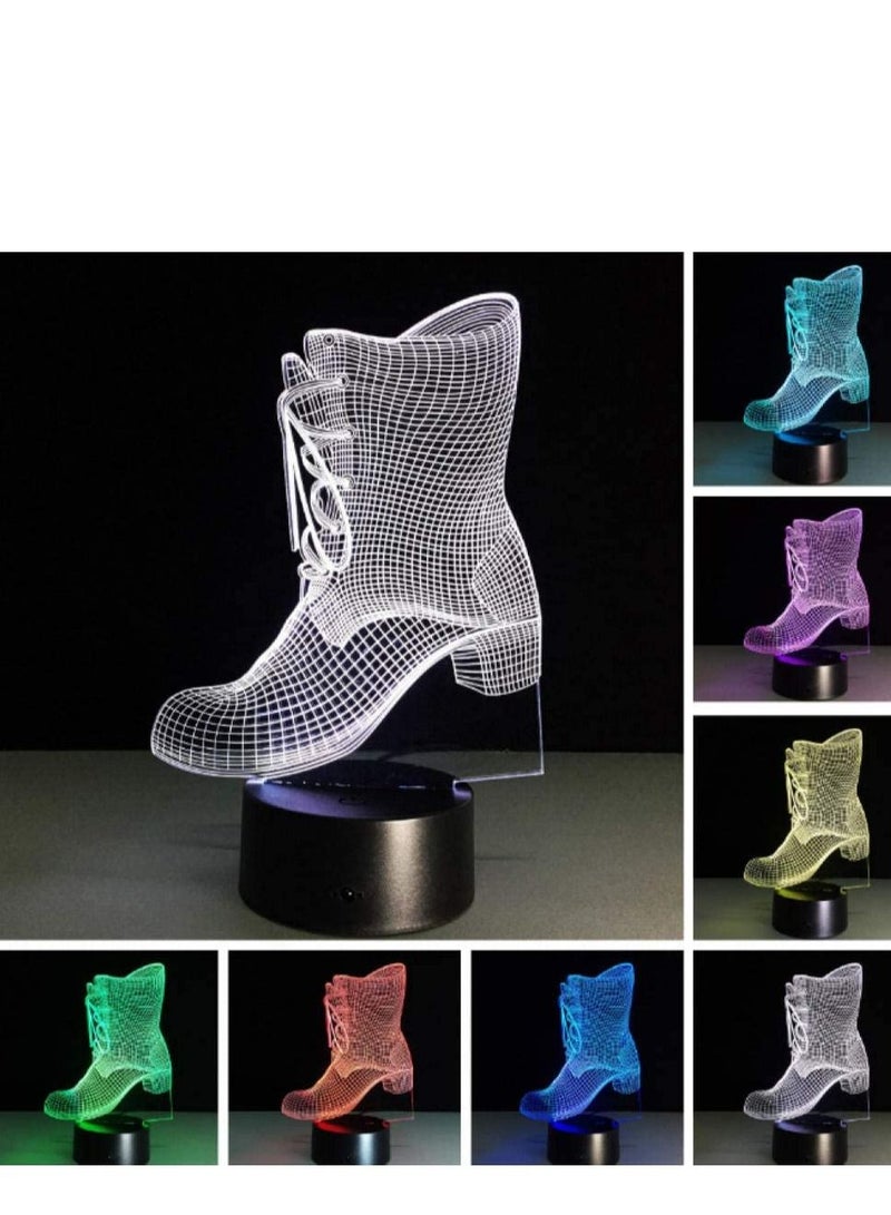 althiqahkey Night Light 3D Shoes Boot LED USB Night Light Desk Lamp Controller Battery Powered Switch 7 Color Change Home Decor EID Gifts Toy Home Decor  - Image 3