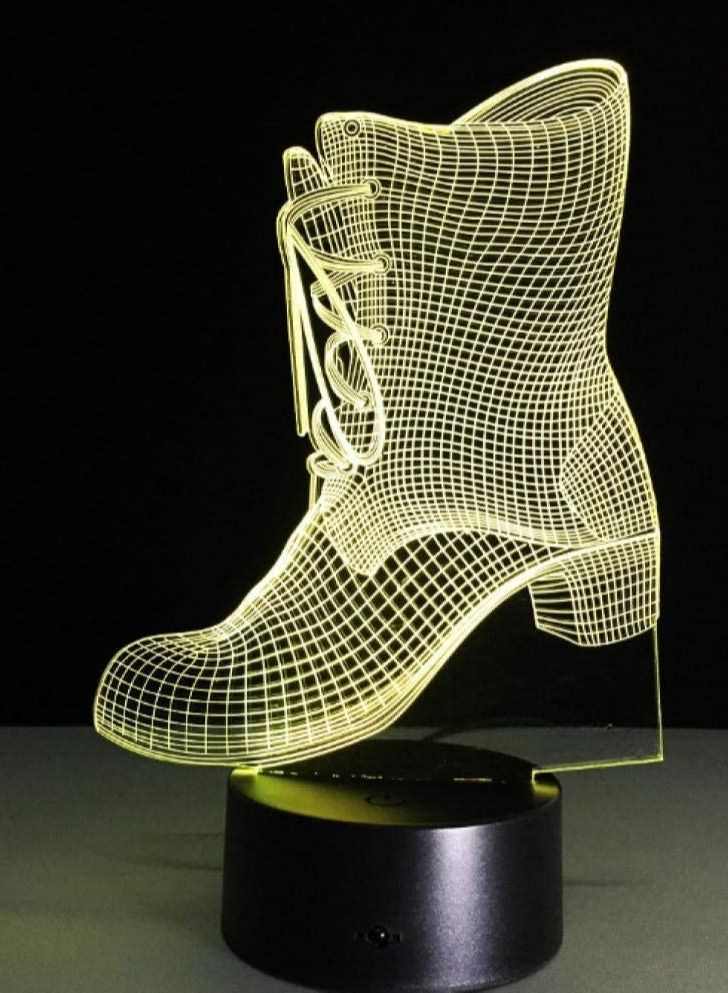 althiqahkey Night Light 3D Shoes Boot LED USB Night Light Desk Lamp Controller Battery Powered Switch 7 Color Change Home Decor EID Gifts Toy Home Decor  - Image 1