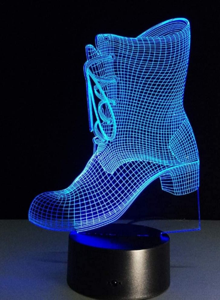 althiqahkey Night Light 3D Shoes Boot LED USB Night Light Desk Lamp Controller Battery Powered Switch 7 Color Change Home Decor EID Gifts Toy Home Decor  - Image 2