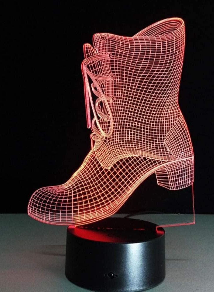 althiqahkey Night Light 3D Shoes Boot LED USB Night Light Desk Lamp Controller Battery Powered Switch 7 Color Change Home Decor EID Gifts Toy Home Decor  - Image 5