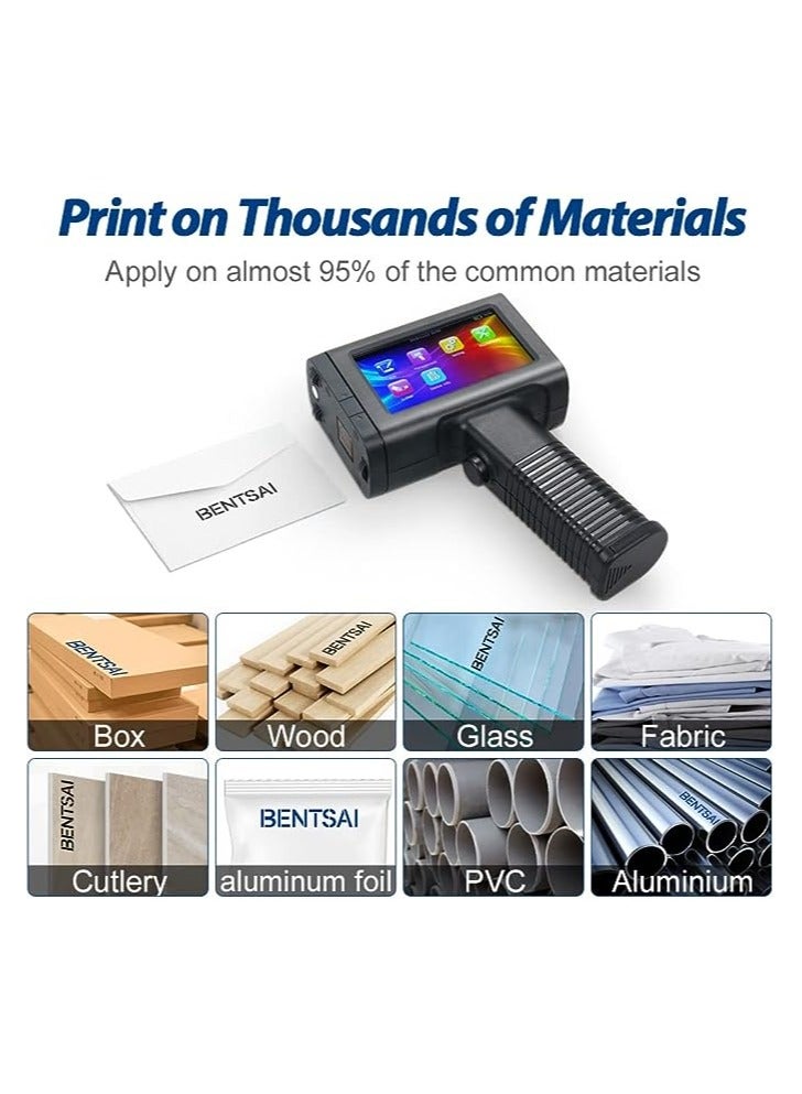 BENTSAI BT-HH6105B2 Handheld Inkjet Printer with HD LED Touch Screen for Logo Barcode Label Series Number Production Date (Blue, 4.3In) - Image 3