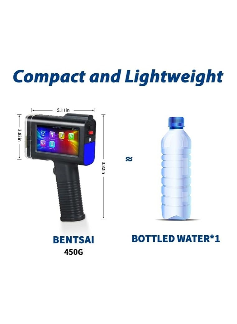 BENTSAI BT-HH6105B2 Handheld Inkjet Printer with HD LED Touch Screen for Logo Barcode Label Series Number Production Date (Blue, 4.3In) - Image 5