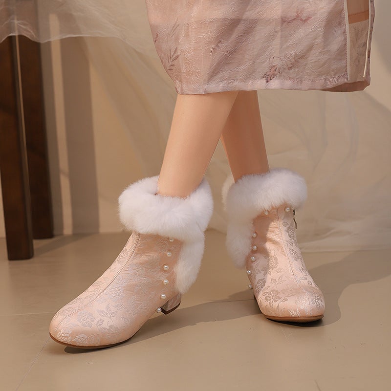 Fashion Imitation Rabbit Fur Warm Size Size 28-43 National Style Cheongsam Women'S Short Boots - Image 4