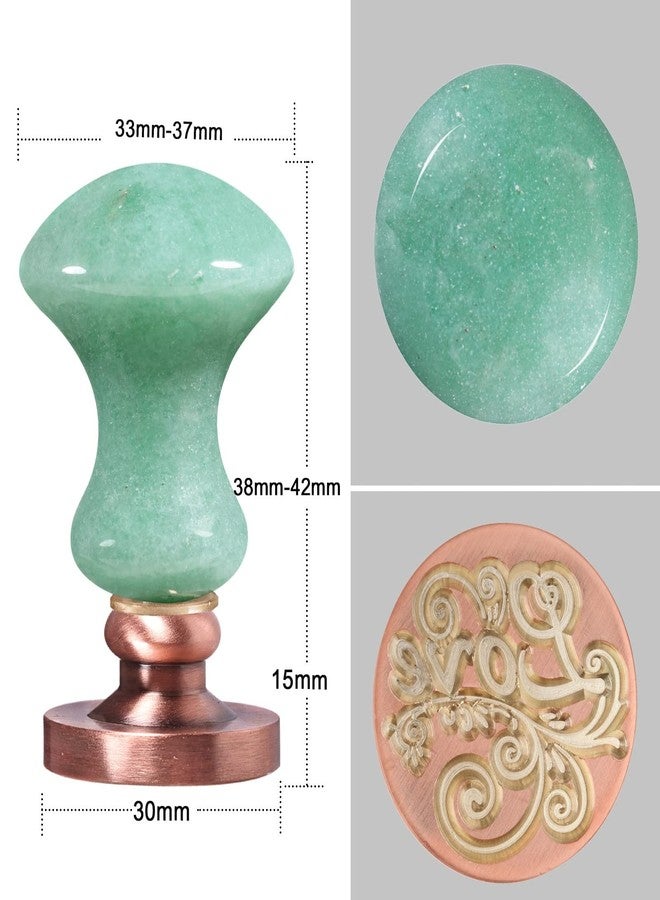 Amogeeli Green Aventurine Stone Wax Seal Stamp for Crafts Envelope Wedding Invitations, Green Crystal Stamp Handle with Copper Stamp Head, Love - Image 2