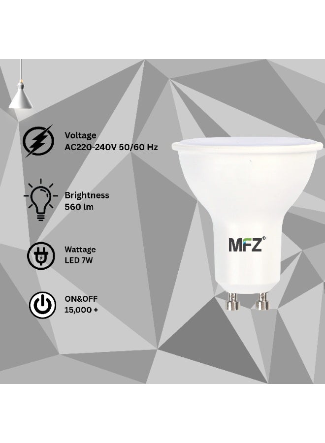 MFZ LED GU10 Bulbs 7W, Bright White, SASO Certified, AC220–240V – Pack of 5, Energy Saver - Image 3