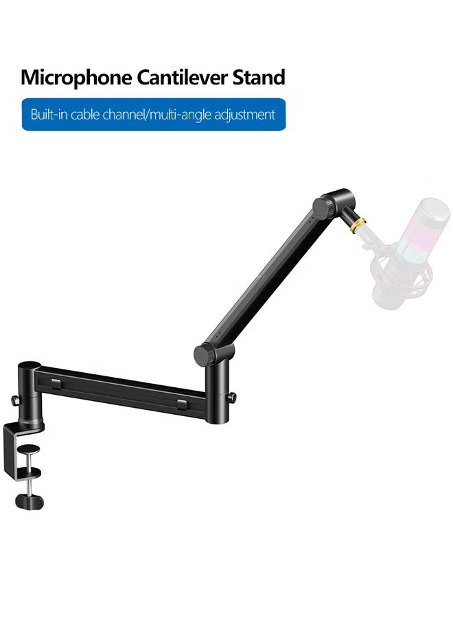 WALALLA Compact Microphone Arm for Streaming - Slim Profile Boom Stand Compatible with Blue Yeti/QuadCast/Elgato Wave, Optimized for Small Desks & Clean Aesthetics, Cable Management - Image 1
