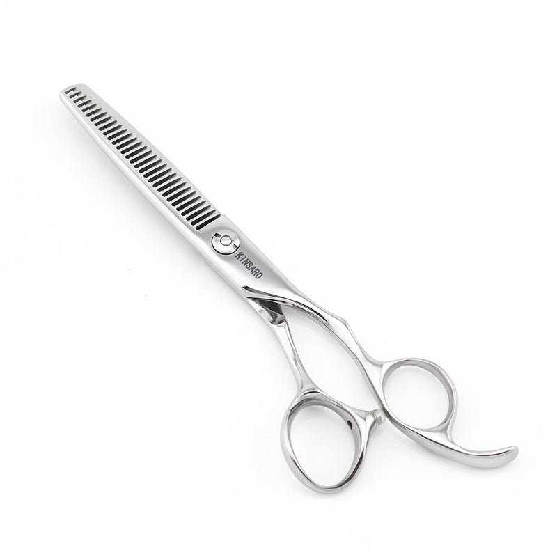 6 Barber Hair Scissors Hair Thinning Shears Professional Hair Thinning Scissors 30 Teeth 440C Silvery Convex Edge KINSARO for Hairdresser Barbershop or Home Use