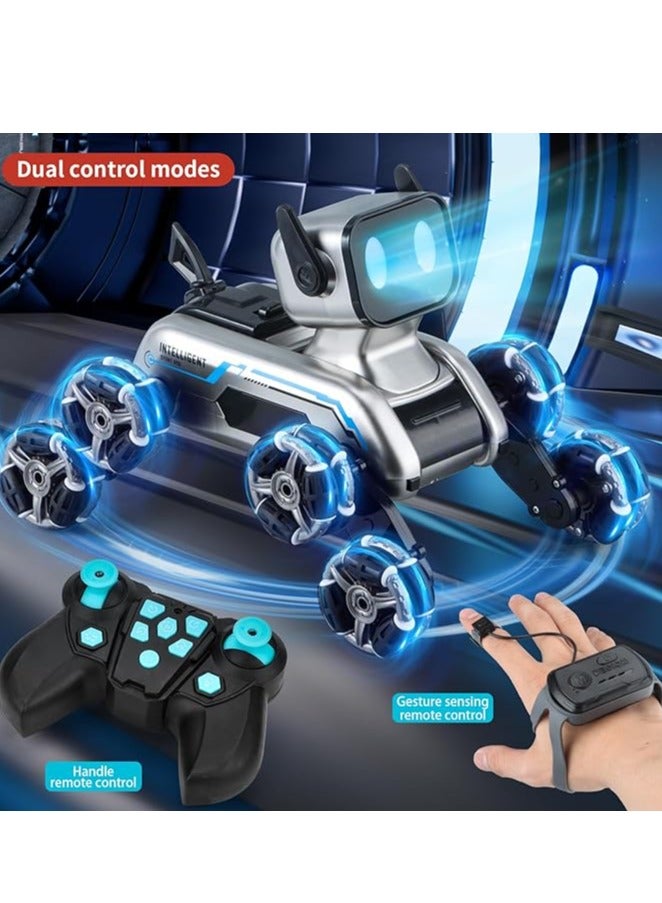 Dog Robot Remote Control 8WD Gesture Sensor Stunt RC Cars with Music  Light with 2 Rechargeable Batteries Toy Gift for Boys and Girls Age 5+, Control Watch Included - Image 5