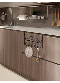 INDIAN DECOR INDIAN DECOR 38382 Over The Door 7 Hanger Rack for Bathroom Decorative Metal Door Hooks Hanger Holder for Home Office Kitchen Use Coat Hook Rack Black  - Image 5