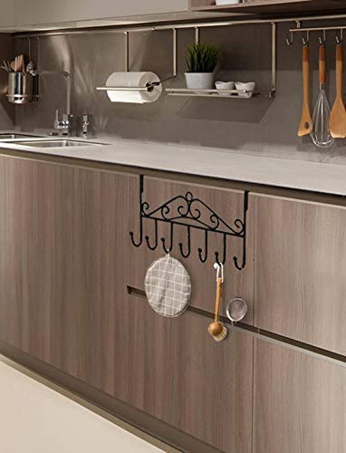 INDIAN DECOR INDIAN DECOR 38382 Over The Door 7 Hanger Rack for Bathroom Decorative Metal Door Hooks Hanger Holder for Home Office Kitchen Use Coat Hook Rack Black  - Image 5