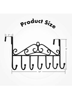 INDIAN DECOR INDIAN DECOR 38382 Over The Door 7 Hanger Rack for Bathroom Decorative Metal Door Hooks Hanger Holder for Home Office Kitchen Use Coat Hook Rack Black  - Image 4