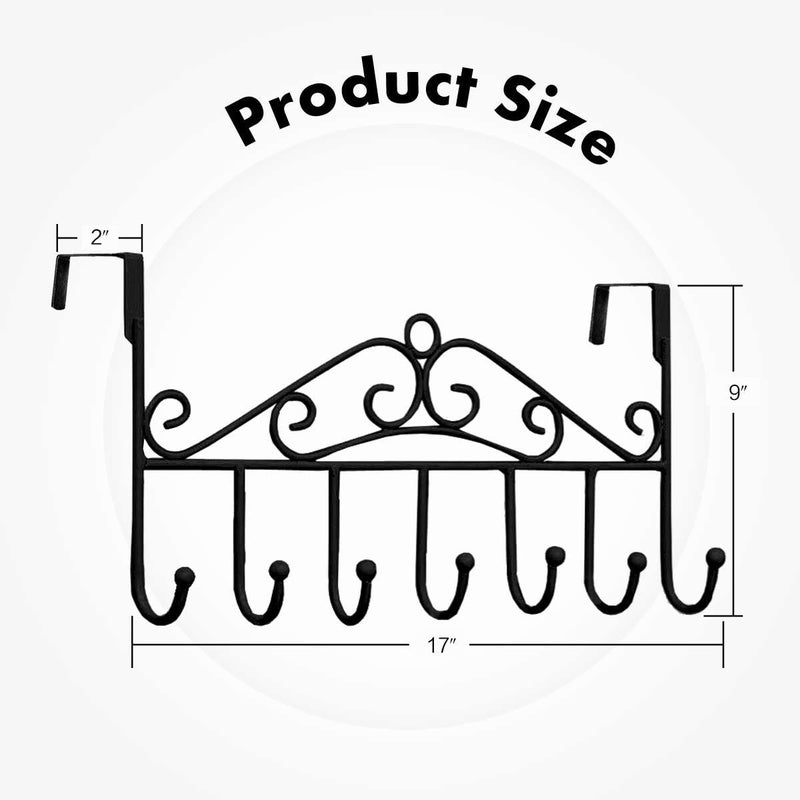 INDIAN DECOR INDIAN DECOR 38382 Over The Door 7 Hanger Rack for Bathroom Decorative Metal Door Hooks Hanger Holder for Home Office Kitchen Use Coat Hook Rack Black  - Image 4