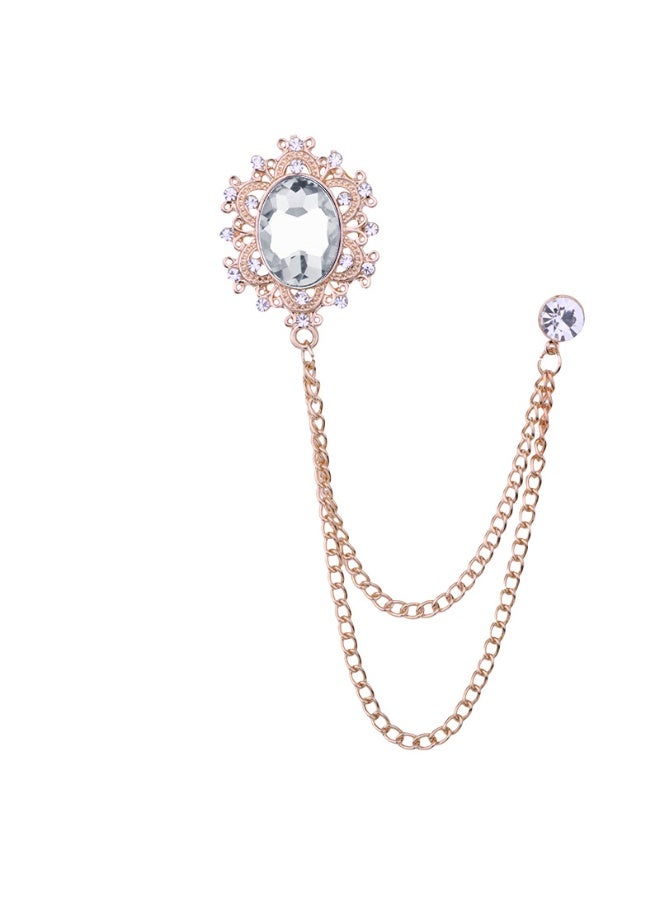 Shougu Versatile Temperament Personality Gemstone Tassel Chain Suit Brooch 