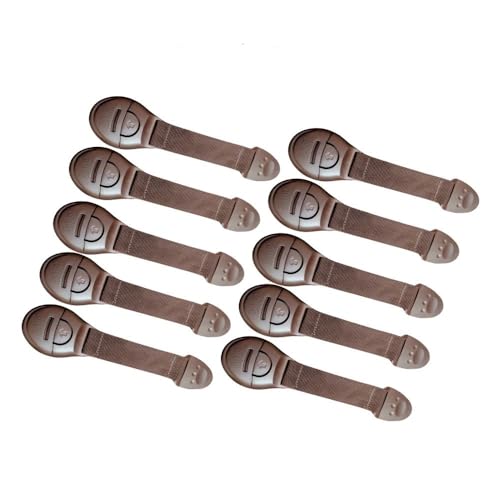 BabySafeHouse Safety Lock for Cabinet, Drawer, Fridge, Cupboard for Child & Infant Safety, Furniture Latch with 3M Adhesive (Pack of 10) (Brown) - Image 1