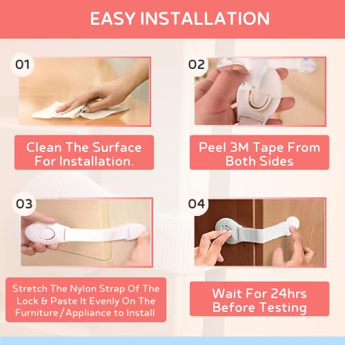 BabySafeHouse Safety Lock for Cabinet, Drawer, Fridge, Cupboard for Child & Infant Safety, Furniture Latch with 3M Adhesive (Pack of 10) (Brown) - Image 5