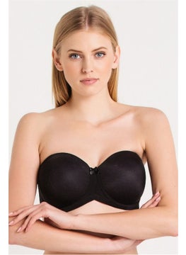Magic Form 7038 Women's Black Plain Fabric Large Size Thin Sponge Strapless Strapless Bra  - Image 1