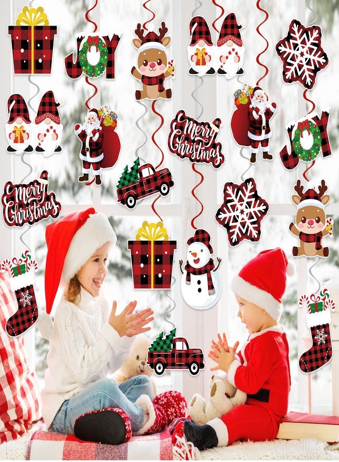 Runloon 40Pcs Christmas Hanging Swirls Decorations - Snowman, Elk, Gnomes, Ceiling Hanging Swirls Xmas Decoration for Winter Holiday Party Supplies - Image 3