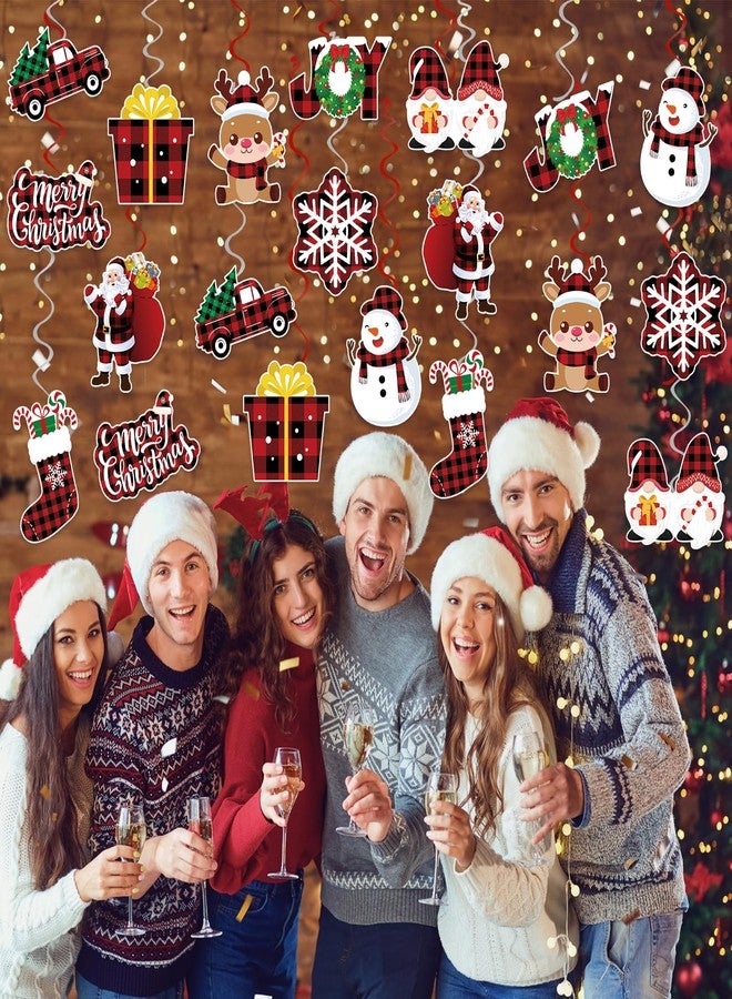 Runloon 40Pcs Christmas Hanging Swirls Decorations - Snowman, Elk, Gnomes, Ceiling Hanging Swirls Xmas Decoration for Winter Holiday Party Supplies - Image 4