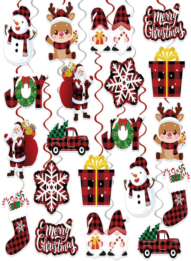 Runloon 40Pcs Christmas Hanging Swirls Decorations - Snowman, Elk, Gnomes, Ceiling Hanging Swirls Xmas Decoration for Winter Holiday Party Supplies - Image 1