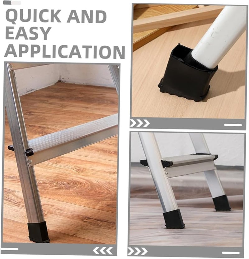 6Pcs Black Rubber Ladder Leg Protectors Non Slip Safety Pads For Step Ladder - Image 4