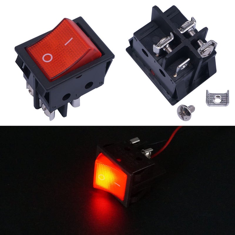 weideer Inline Cord Switch ON/Off 20A 250V/16A 125V Red Led Inline Power lamp Rocker Toggle Switch with Screws K-H012-KCD2-201N-R - Image 2