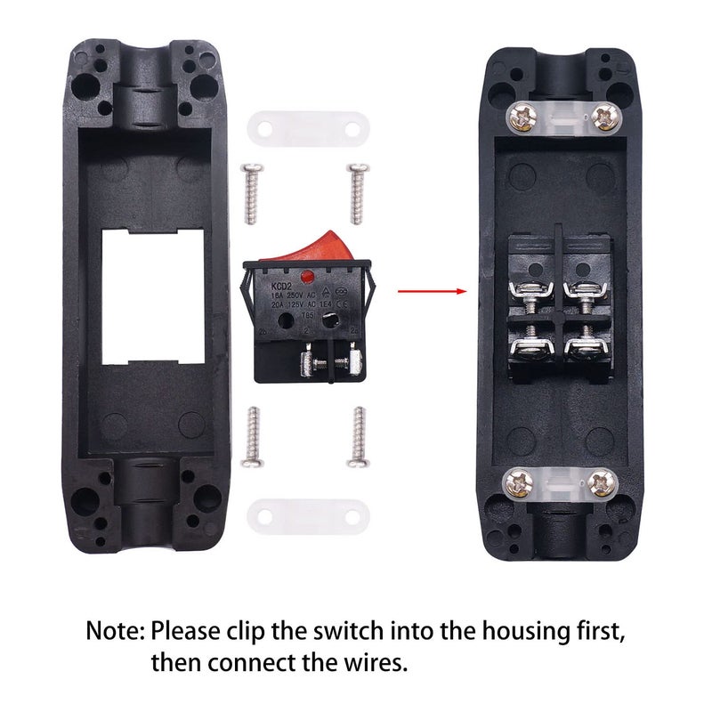 weideer Inline Cord Switch ON/Off 20A 250V/16A 125V Red Led Inline Power lamp Rocker Toggle Switch with Screws K-H012-KCD2-201N-R - Image 4