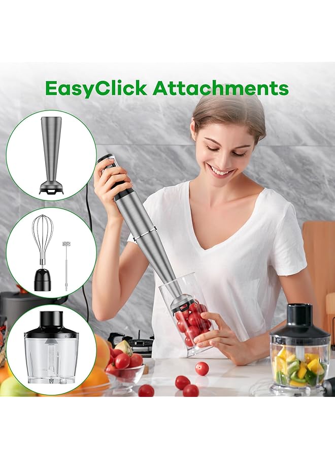 NIUB Immersion Hand Blender 1100W, Trigger Variable Speed 5 In 1 Stick Blender, Emulsion Blender With Chopper, Whisk And Frother For Soup, Baby Food And Smoothies - Image 4