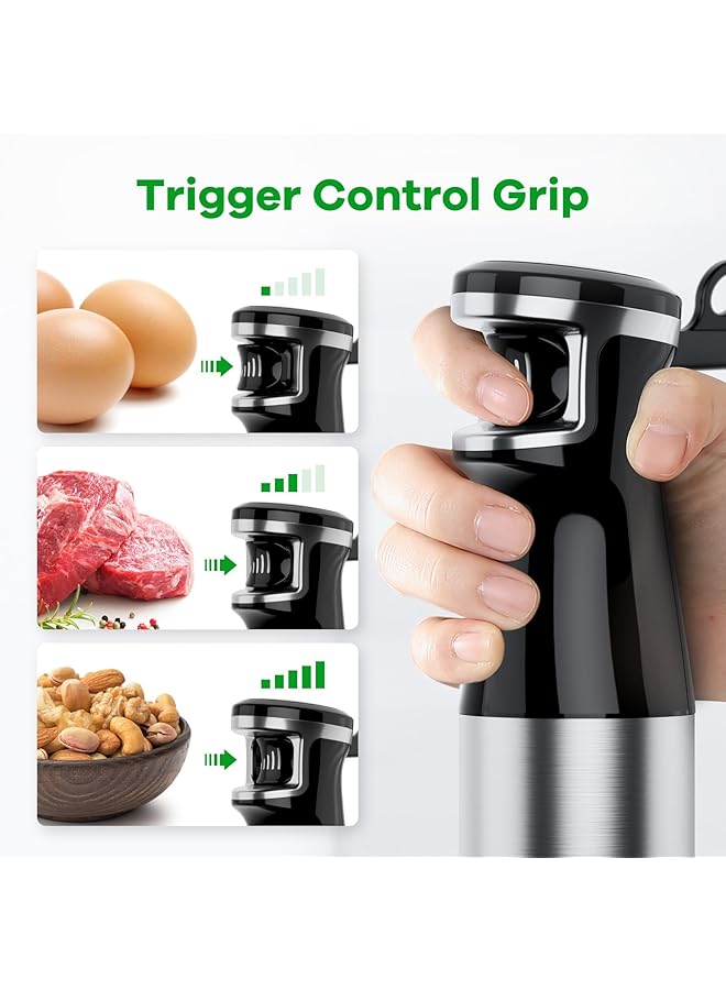 NIUB Immersion Hand Blender 1100W, Trigger Variable Speed 5 In 1 Stick Blender, Emulsion Blender With Chopper, Whisk And Frother For Soup, Baby Food And Smoothies - Image 3
