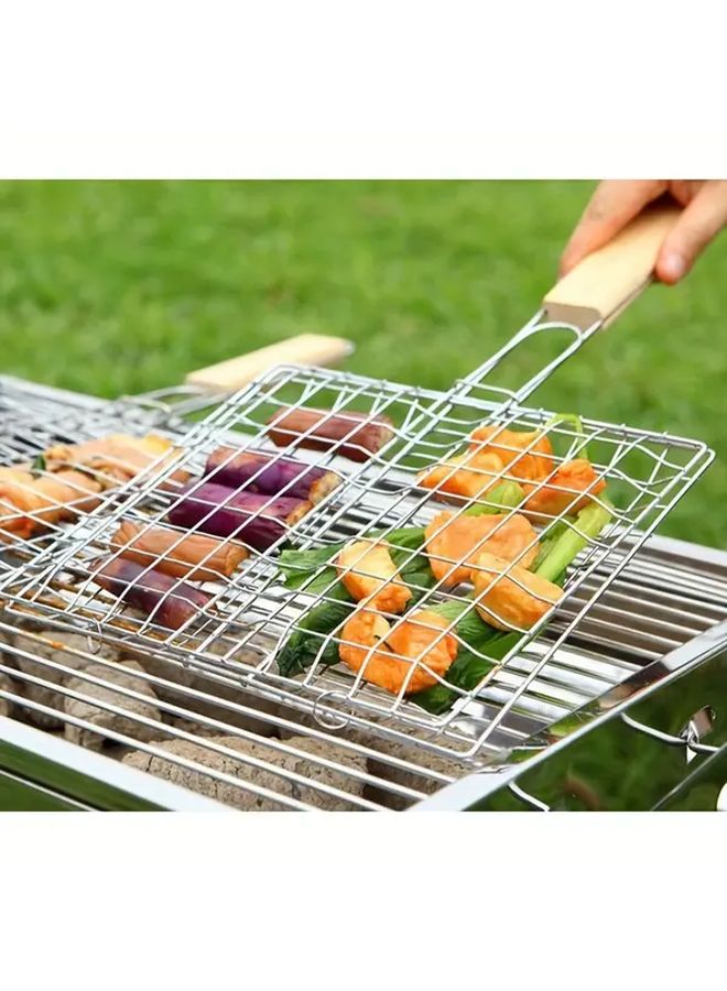 Double Layer Stainless Steel BBQ Grill 2 Tier Cooking Grid Nonstick Easy Clean - Image 1