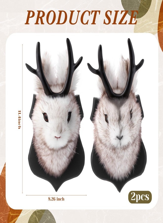 Arrowbash مجموعة من قطعتين من دمى الأيل المحشوة من Arrowbash، مقاس 13 بوصة، تُعلق على الحائط، رأس حيوان محنط محشو، لتزيين جدران المنزل في عيد الميلاد، للبالغين (جاكالوب). - Image 2