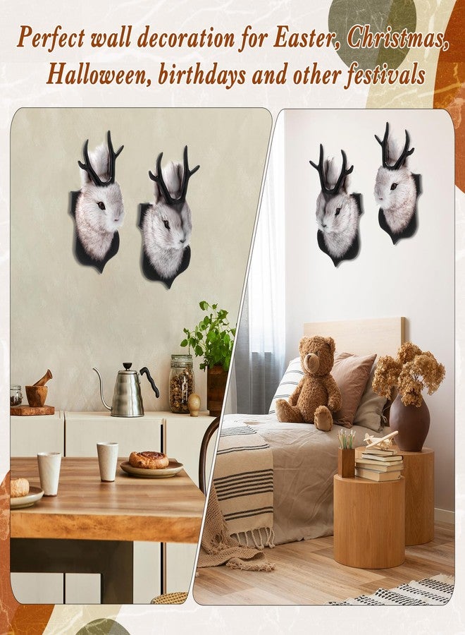 Arrowbash مجموعة من قطعتين من دمى الأيل المحشوة من Arrowbash، مقاس 13 بوصة، تُعلق على الحائط، رأس حيوان محنط محشو، لتزيين جدران المنزل في عيد الميلاد، للبالغين (جاكالوب). - Image 4