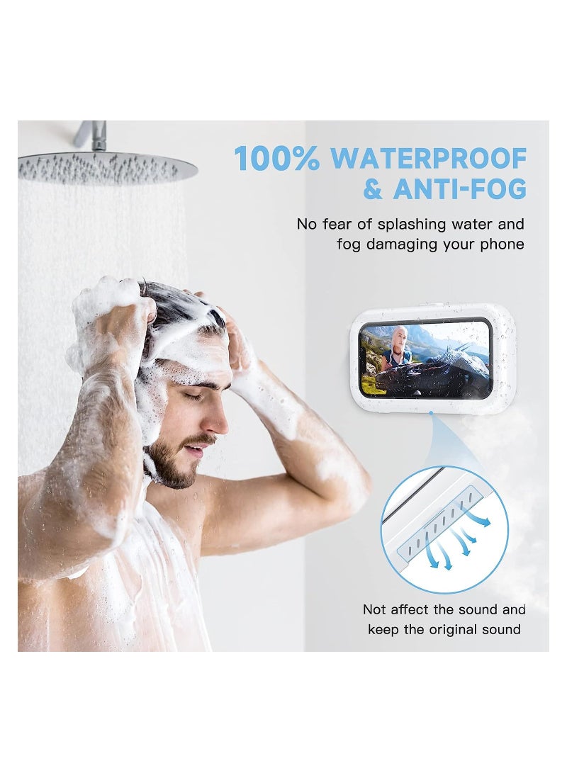SOLARAE Waterproof Shower Phone Holder with Touch Screen, Anti-Fog Angle Adjustable, 360° Rotation Wall Phone Case for 4" - 6.8" Cell Phone - Image 2