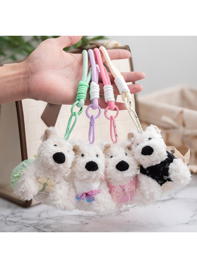 West Highland Plush Dog Pendant Doll Simulation Puppy Small Doll Plush Puppy Bag Bag Pendant Key-Specifications:West Highland Sitting Love White Sweater-Color:11CM  - Image 3