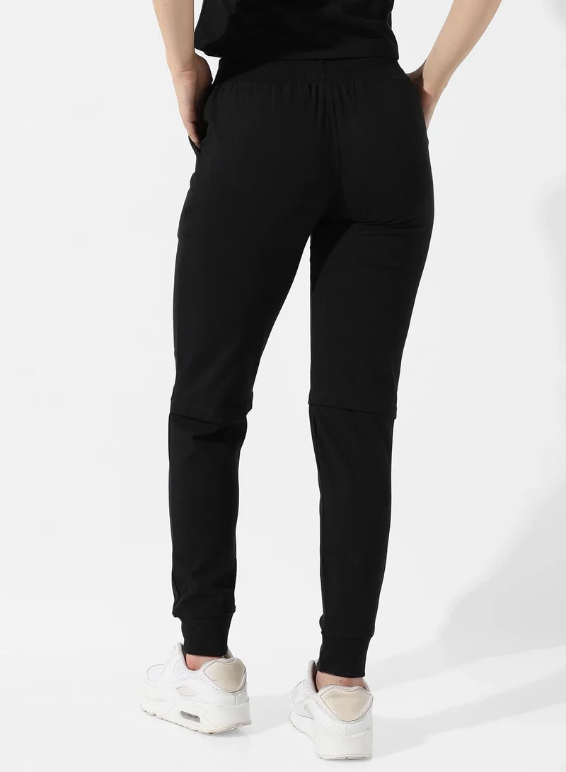 Pinacolada  Women's Solid Black Slashed-Knee Trackpants for Women | Best Price UAE