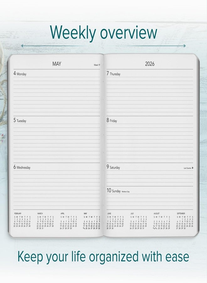 Harbor Desk Weekly Monthly Planner 2025-2026 - Calendar Planner and Notebook, Durable Faux Leather, 192 Pages, Softcover & Book Bound - Cambridge Reef Blue - 8x5.5" - Image 2