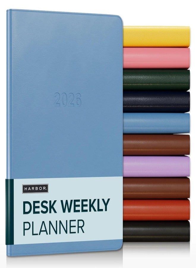 Harbor Desk Weekly Monthly Planner 2025-2026 - Calendar Planner and Notebook, Durable Faux Leather, 192 Pages, Softcover & Book Bound - Cambridge Reef Blue - 8x5.5" - Image 1