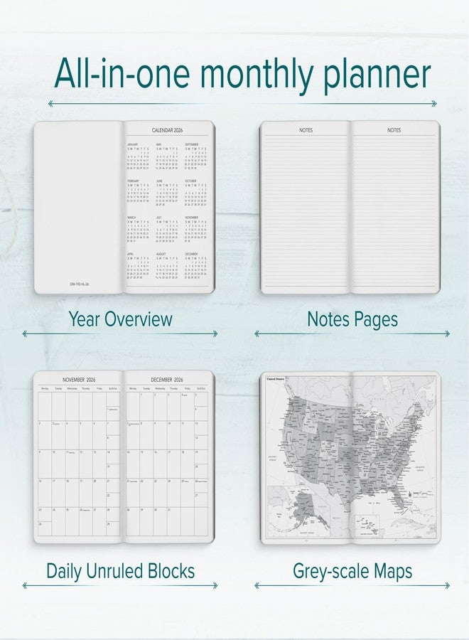 Harbor Desk Weekly Monthly Planner 2025-2026 - Calendar Planner and Notebook, Durable Faux Leather, 192 Pages, Softcover & Book Bound - Cambridge Reef Blue - 8x5.5" - Image 3