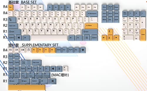 YMDK 145 Apricot Yellow Dye-Sub Mac Keycaps Thick PBT Cherry Profile Key caps for TKL 61 64 68 75 87 96 104 108 GMMK MX Mechanical Keyboard - Image 2