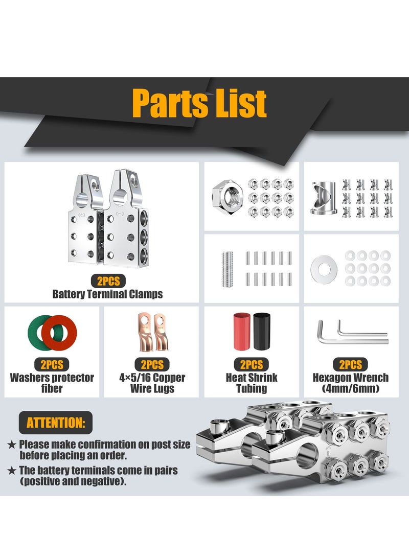 Generic - 12-Way Battery Terminal Connectors, 8AWG up to 4/0(XL) AWG Gauge, Positive and Negative Clamps (1 Pair) for SAE/DIN/EN Tapered Top Post Connections - Image 1
