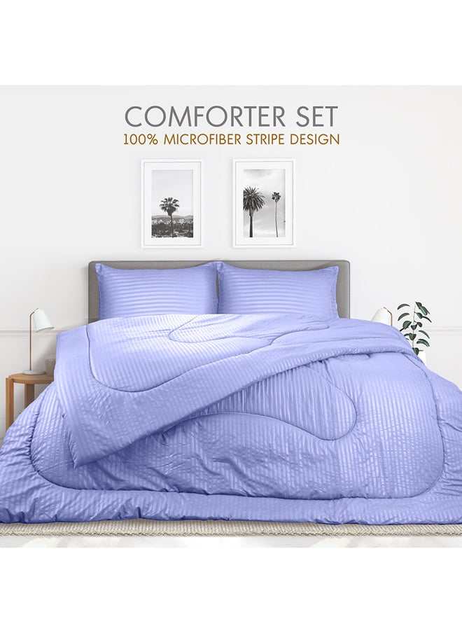Hotel Linen Klub Hotel Linen Klub Down Alternative Comforter  Set -Ultra Soft Brushed Stripe Microfiber Fabric, 200GSM Soft Fibersheet Filling, Size : Double  220 x 240cm , Color: Lavender  - Image 3