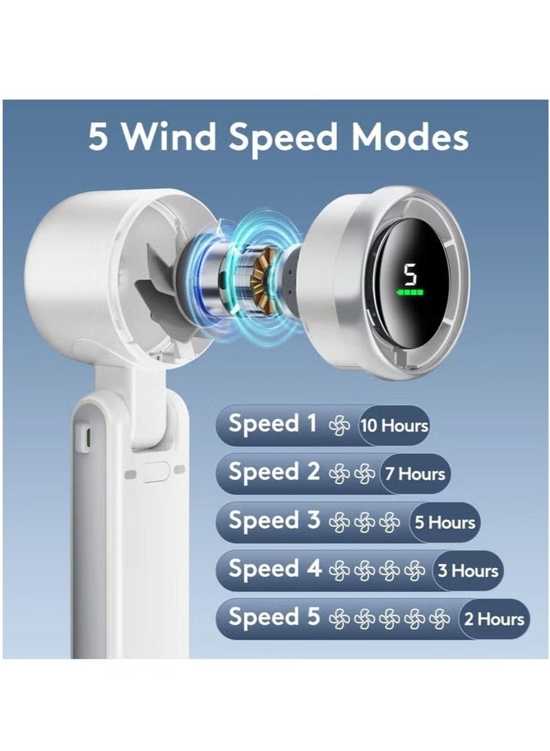 ELTRAZONE Portable Handheld Mini Fan with 50000 RPM Turbo Motor – Foldable Design, 3600mAh Type-C Rechargeable Battery, 5 Adjustable Speeds, Smart Digital Display – Compact Travel Fan for Men & Women – Ideal for Office, Outdoor, Hiking, Commute, Gym & Makeup Use  - Image 5