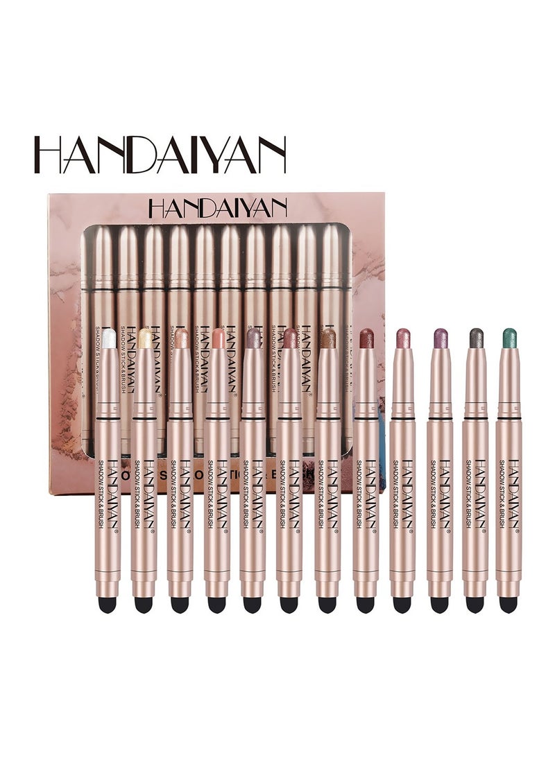 Handaiyan 12 Color Shadow Stick And Brush Set  - Image 1