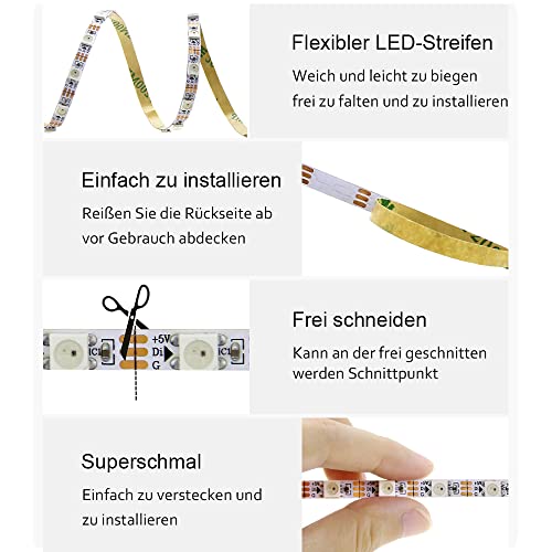 ALITOVE 5mm WS2812B Individually Addressable RGB LED Strip Light 6.6ft 120 LEDs 0.19in Super Narrow Programmable Dream Color Digital LED Pixel Tape Light 5V for Home Theater Bedroom Bar Decor Lighting - Image 5