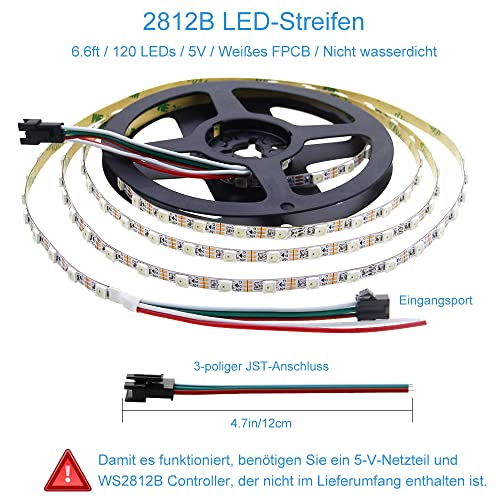 ALITOVE 5mm WS2812B Individually Addressable RGB LED Strip Light 6.6ft 120 LEDs 0.19in Super Narrow Programmable Dream Color Digital LED Pixel Tape Light 5V for Home Theater Bedroom Bar Decor Lighting - Image 3
