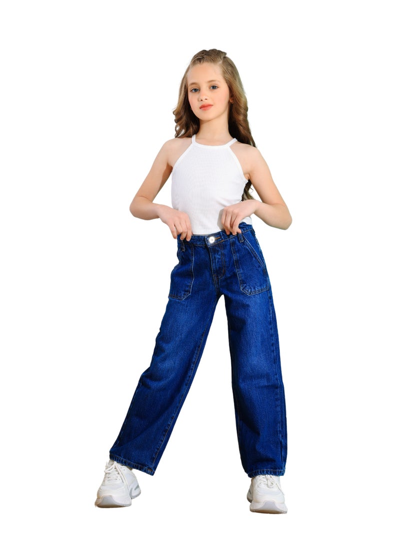 JBS DENIM Girls' blue wide leg jeans  - Image 1