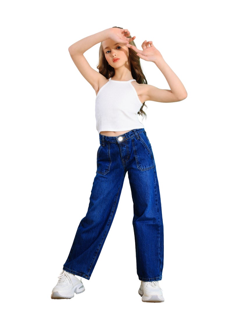 JBS DENIM Girls' blue wide leg jeans  - Image 2