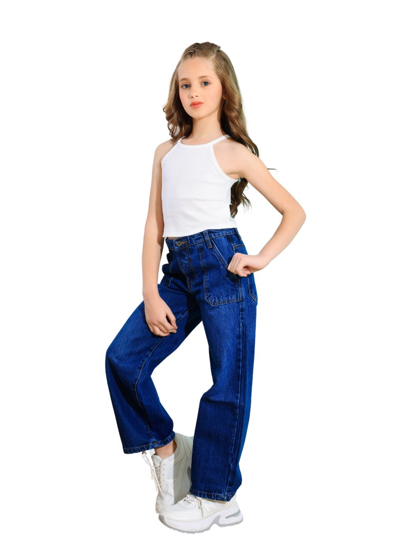 JBS DENIM Girls' blue wide leg jeans  - Image 3