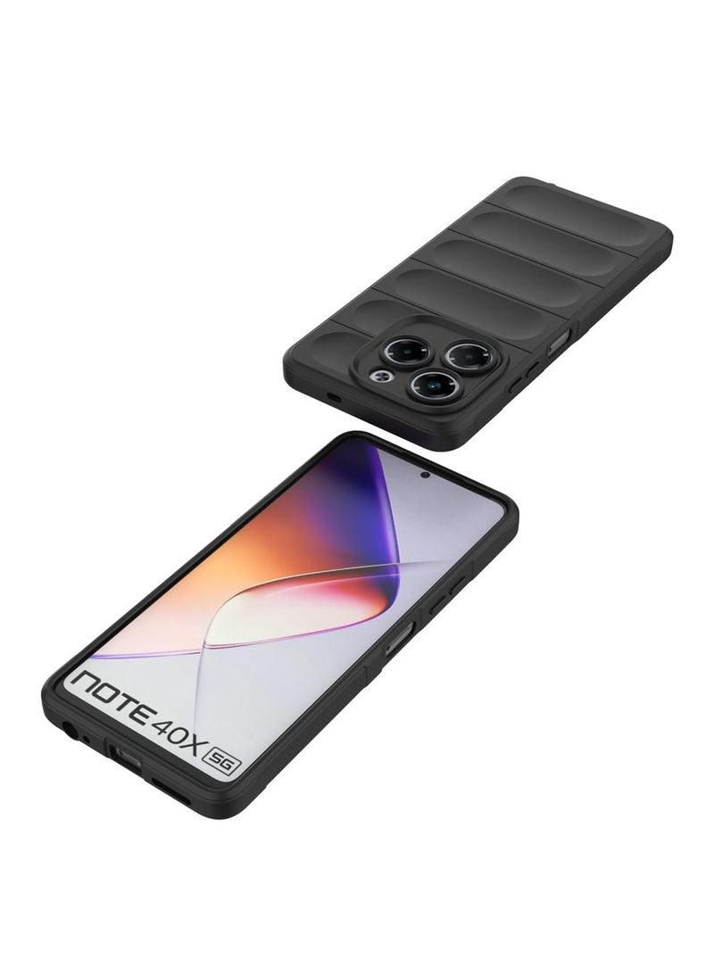 Generic - Infinix Note 40X 5G Case Cover, Heavy Duty 3D Striped Pattern Sensory Soft Silicone Full Portection Shockproof Phone Case For Infinix Note 40X 5G Black - Image 1